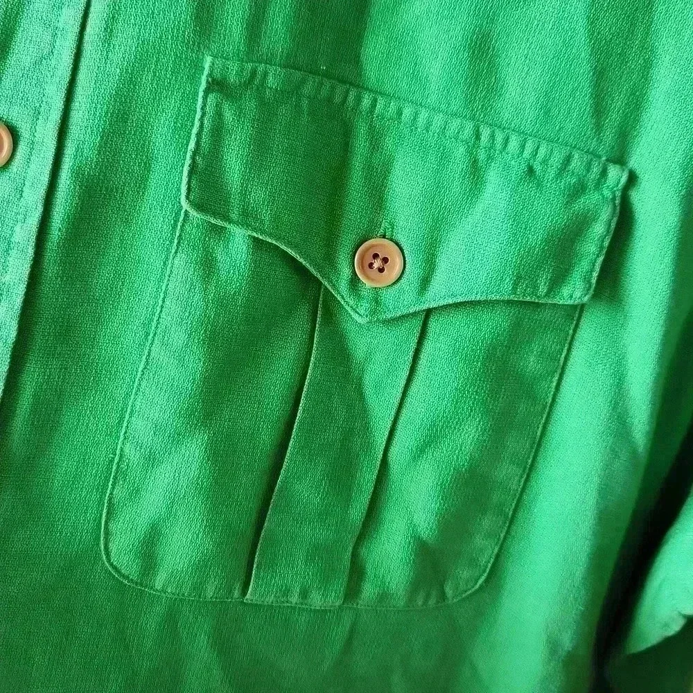Vtg Polo Ralph Lauren linen blend short sleeve shirt‎ Kelly Green Sz L